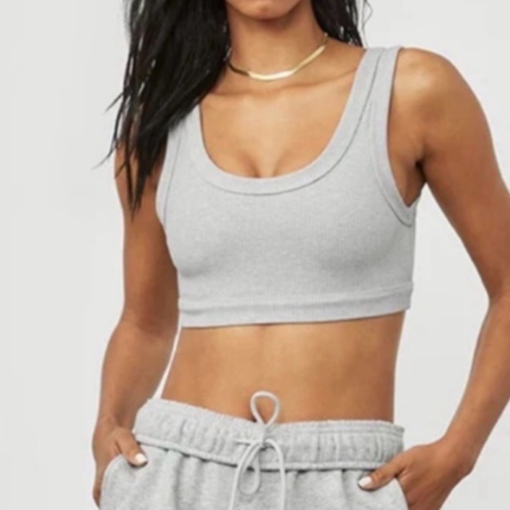 Gray Ribbed Crop Top